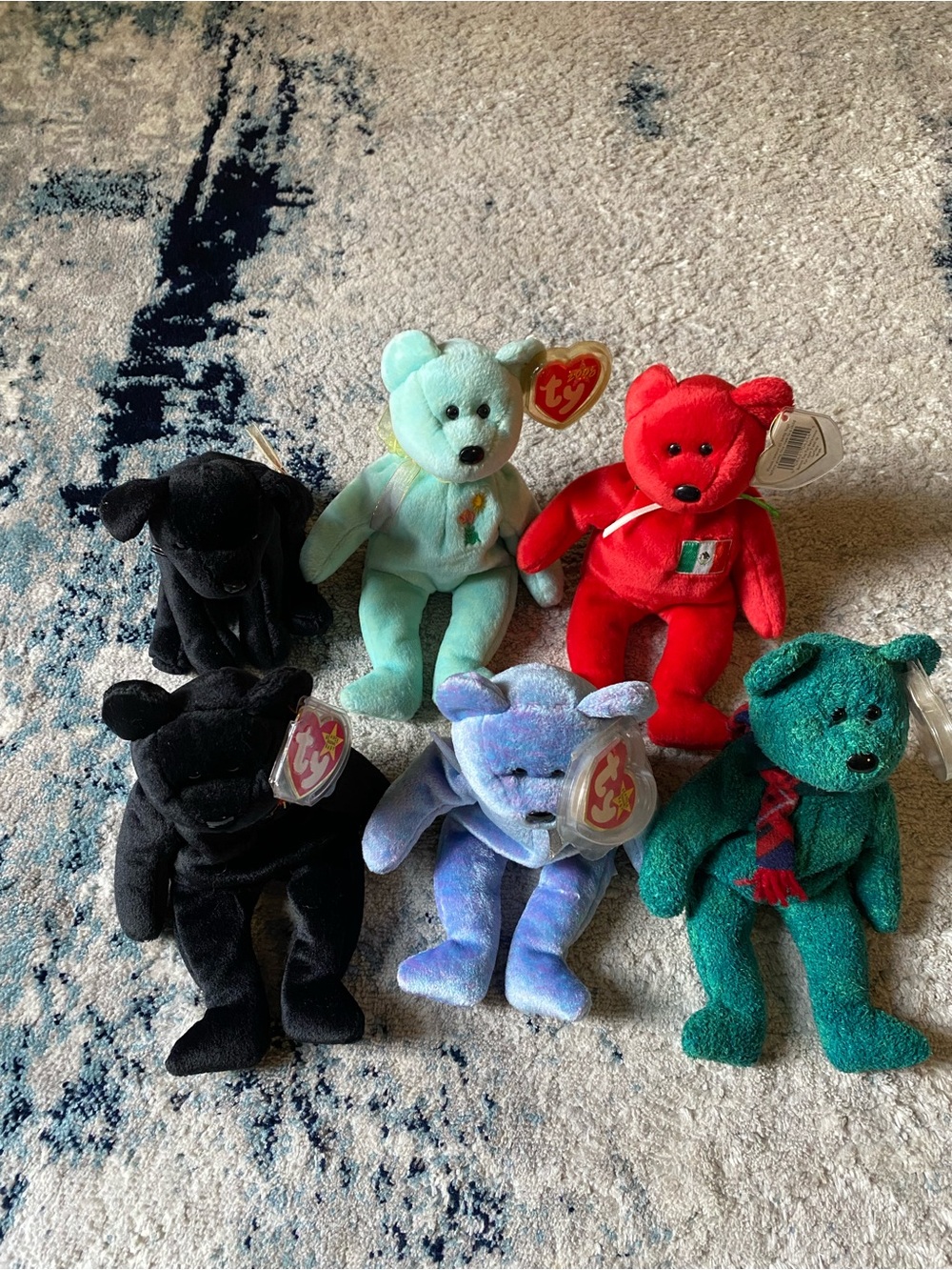 Lot of Ty Beanie Babies - Osito, Luke, The End, Clubby II, Wallace, Ariel